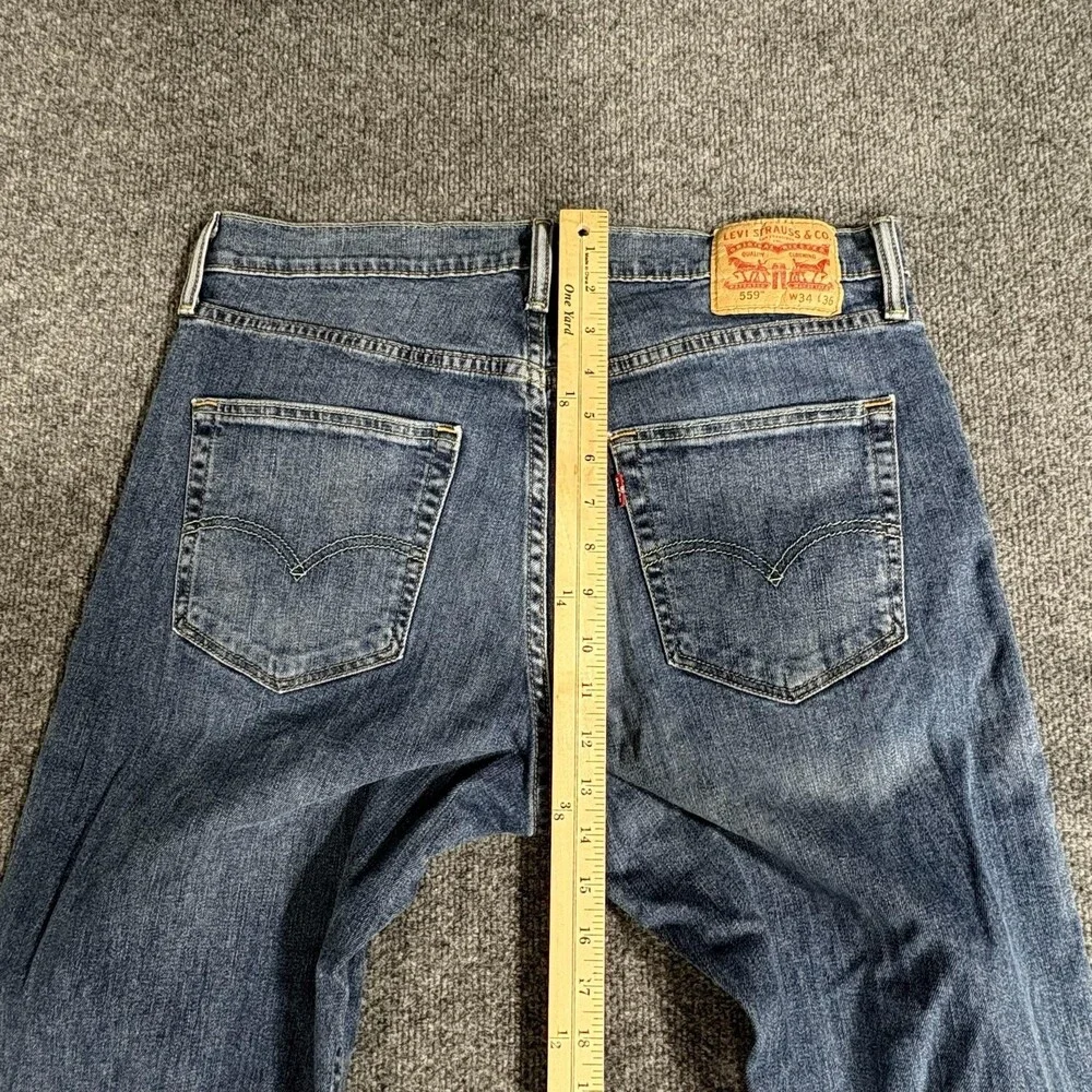 Levi's 559 Jeans Mens 34x33.5 Blue Medium Wash Relaxed Straight Denim Stretch